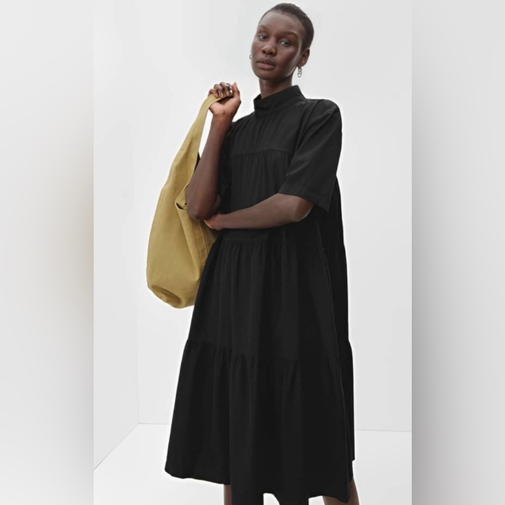 Everlane Black Midi Tiered Dress